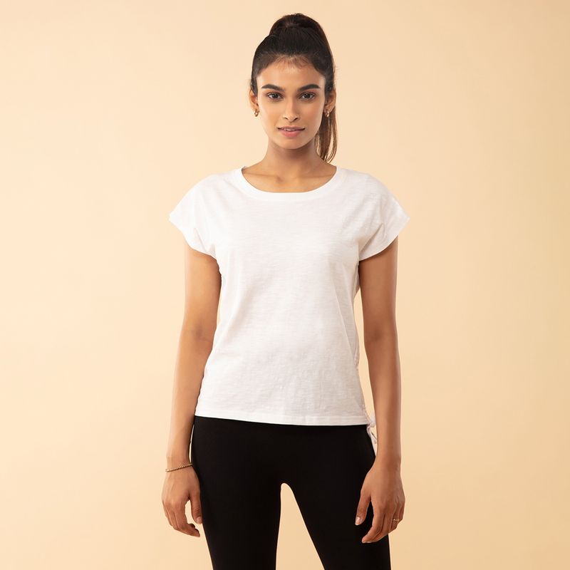 Nykd by Nykaa Summer Tee With Pull up Ruching at Sides - NYAT240 Bright White (S)