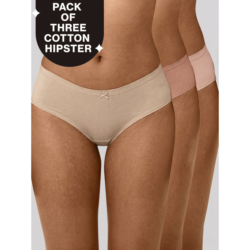 PO3 Mid Rise Cotton Hipster Panty with Inner Elastic-P.Nude,Sand,Clay-NYP100 (S)