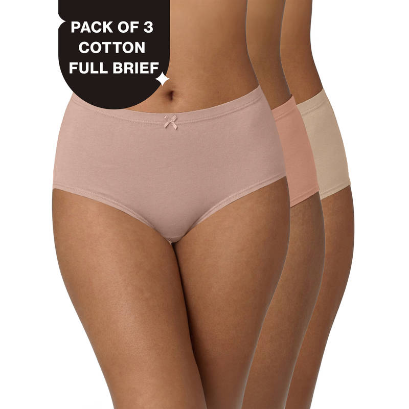 PO3 High Rise Cotton Full Brief Panty with Inner Elastic-P.Nude,Sand,Clay-NYP104 (L)