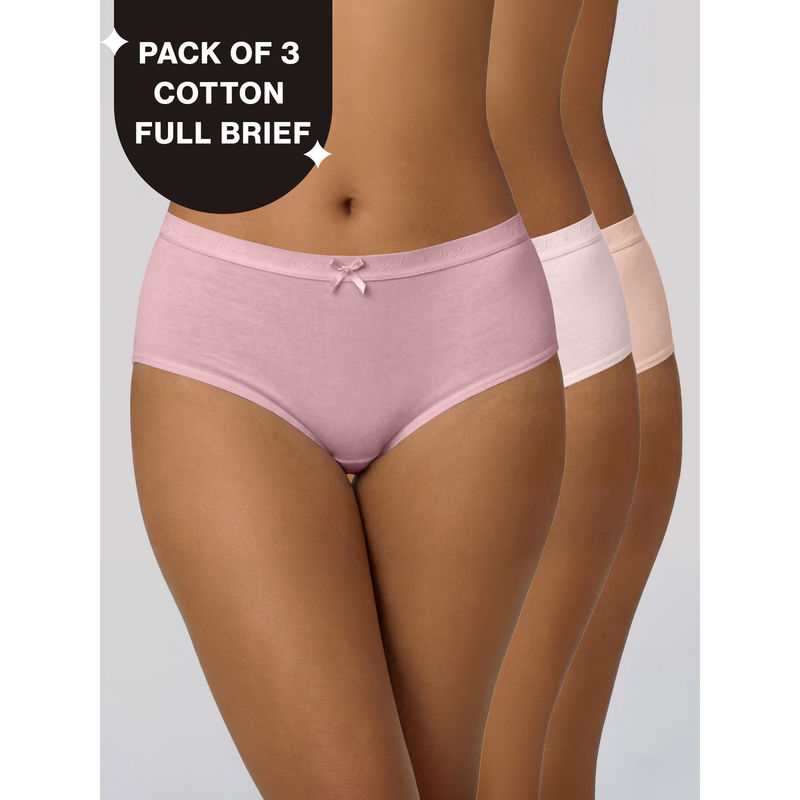 PO3 High Rise Cotton Full Brief Panty with Outer Elastic-Coral,P.Pink,Nude-NYP392 (S)