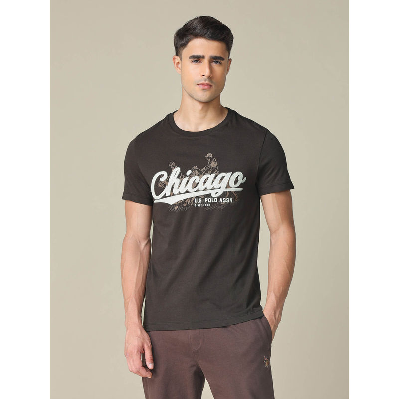 U.S. Polo Assn. Denim Co. Men's Brown Muscle Fit Brand Printed T-Shirt (S)