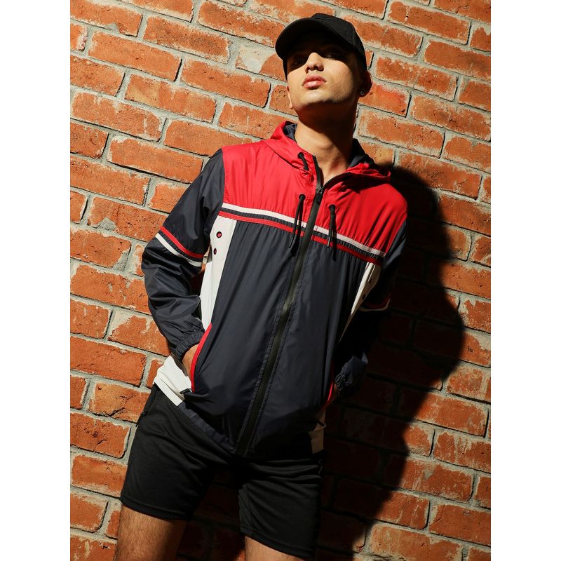 Campus Sutra Mens Multicolour Zip-Front Jacket with Insert Pocket (S)