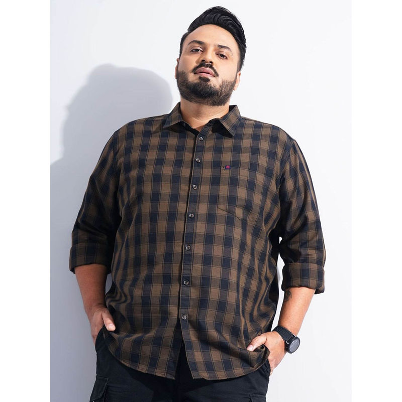 Hardsoda Olive Checks Regular Fit Shirt (2XL)