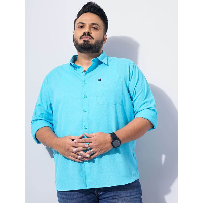 Hardsoda Turquoise Solid Regular Fit Shirt (2XL)