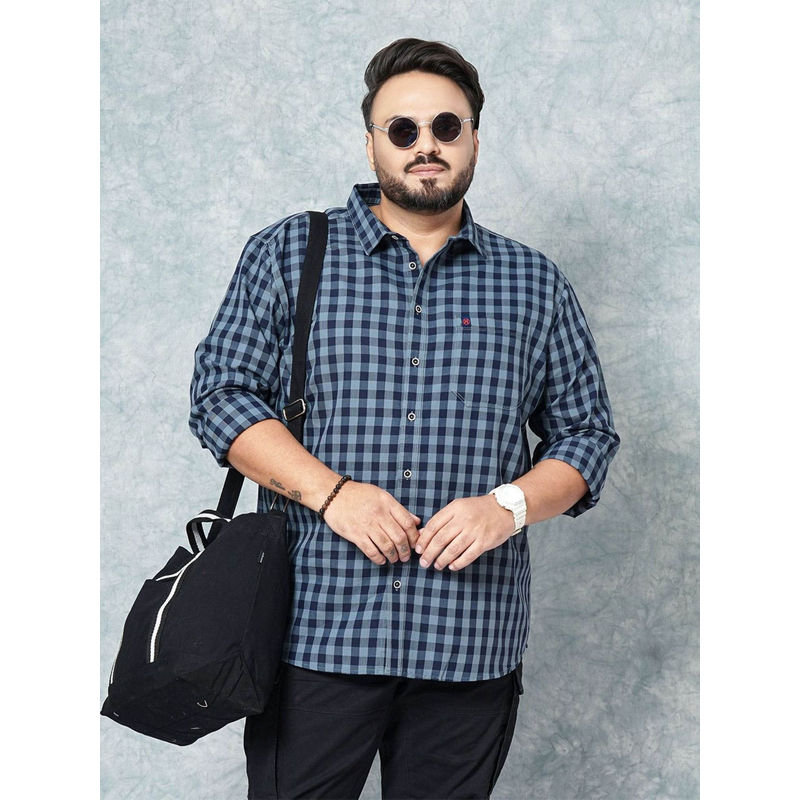 Hardsoda Blue Checks Regular Fit Shirt (5XL)