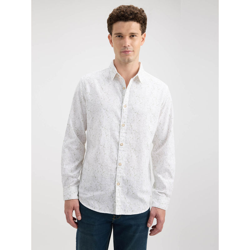 Pepe Jeans White Printed Regular Fit Shirt (S)