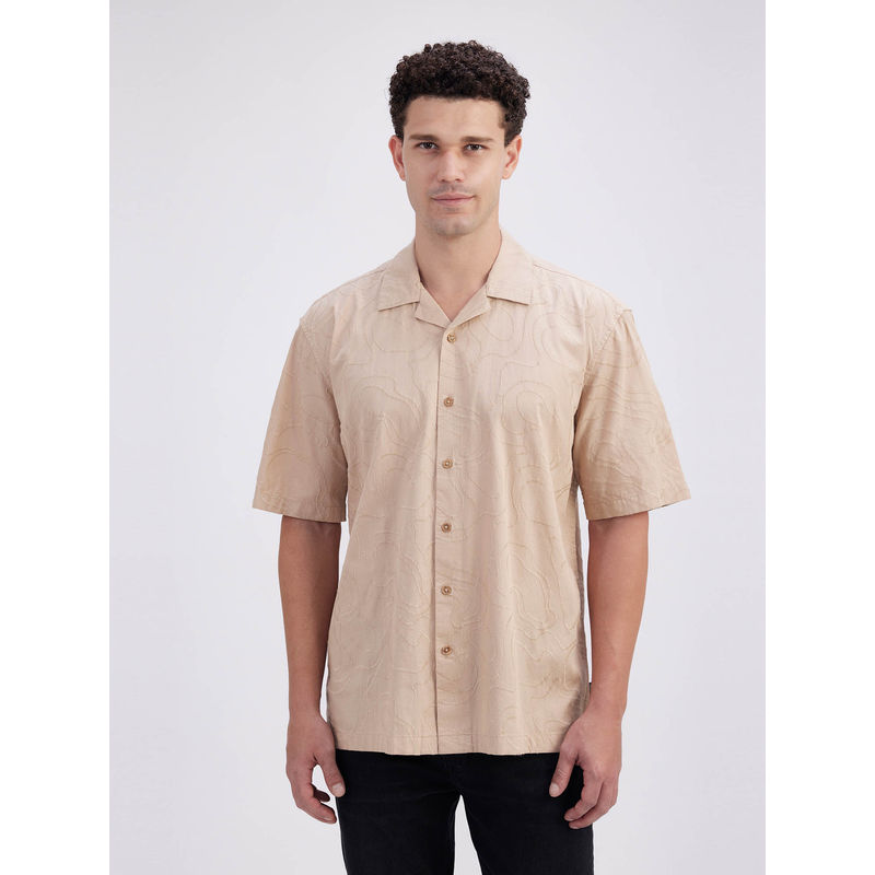 Pepe Jeans Beige Embroidered Relaxed Fit Shirt (S)