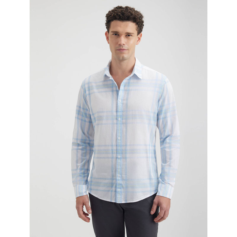 Pepe Jeans White Checks Regular Fit Shirt (XL)