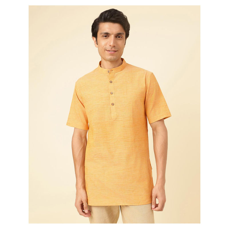 Fabindia Yellow Cotton Woven Short Kurta (XS)