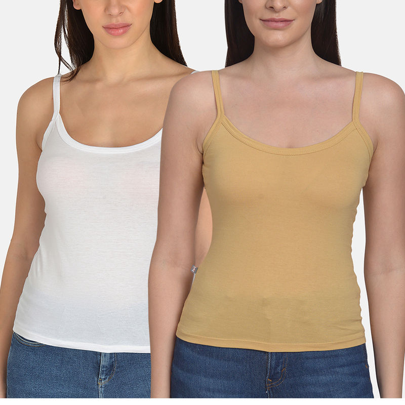Mod & Shy Pack of 2 Women Solid Camisole - Multi-Color (XS)