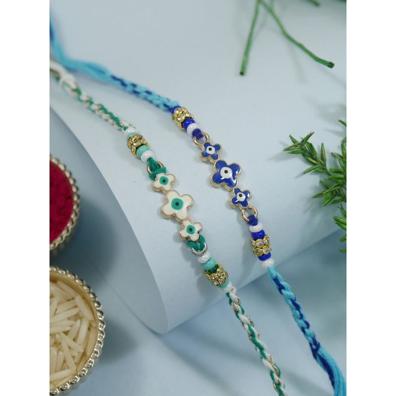 Buy I Jewels Multi-Color Fancy Flower Design Rakhi Gift Set Online