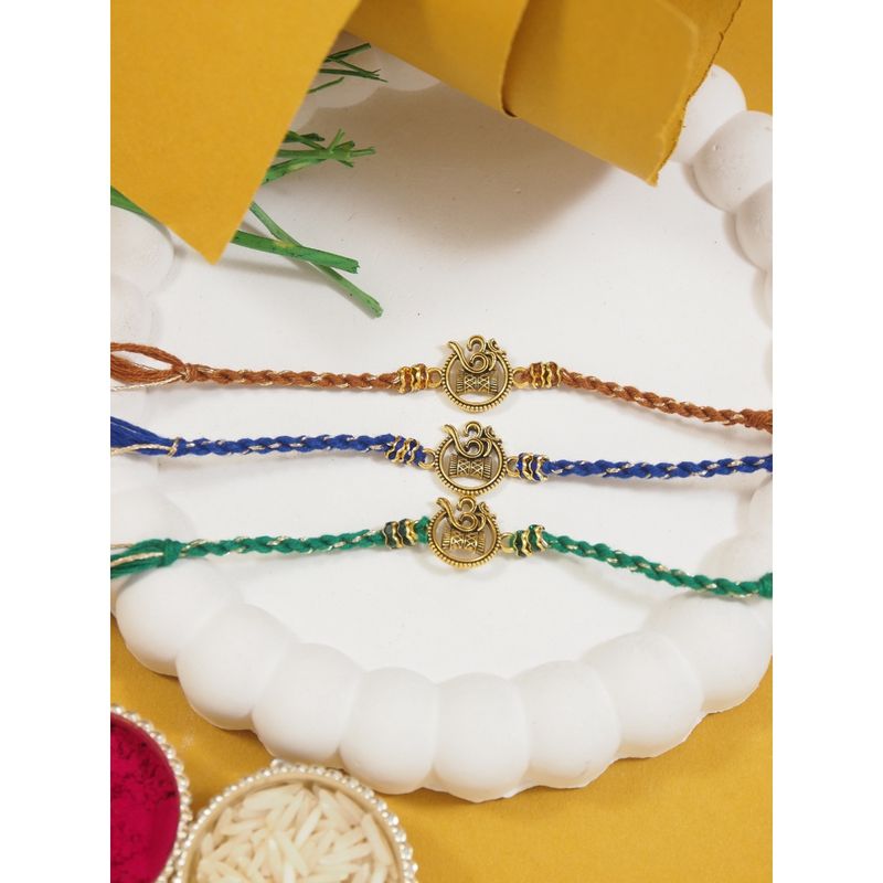 Buy I Jewels Multi-Color Om Design Rakhi Gift Set Online