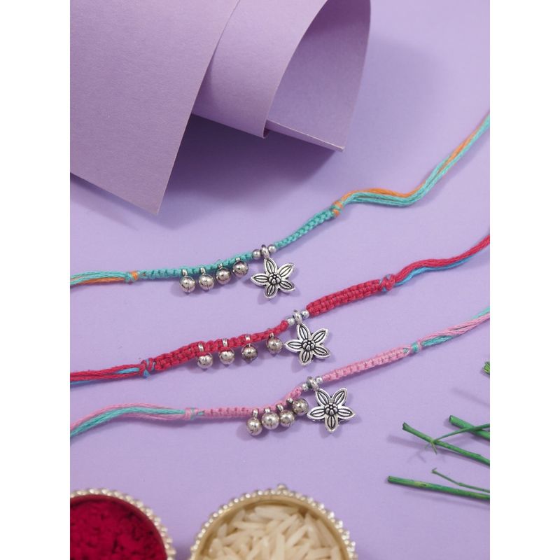 Buy I Jewels Multi-Color Unique Floral Rakhi Gift Set Online