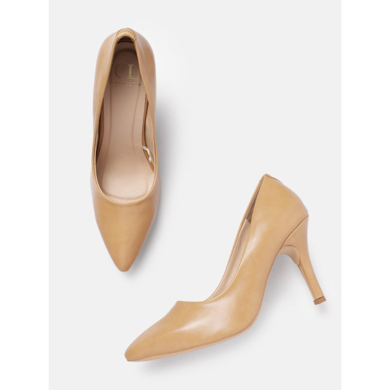 Carlton London Women Khaki Slip On Pointed Toe Pumps (EURO 40)