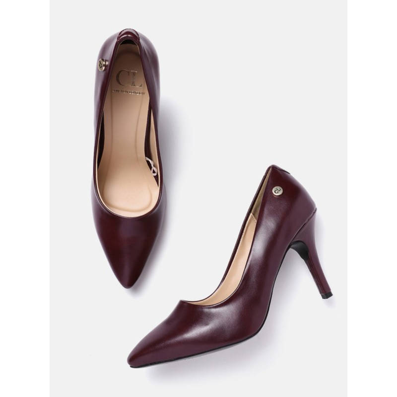 Carlton London Women Maroon Slip On Pointed Toe Pumps (EURO 39)