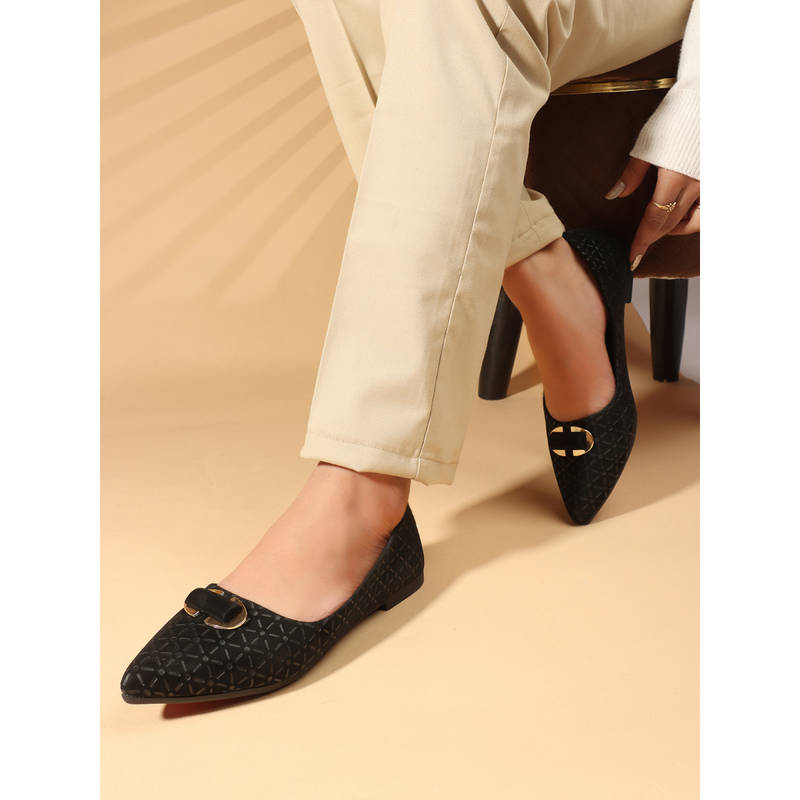 Carlton London Women Black Casual Slip On Ballerinas (EURO 37)