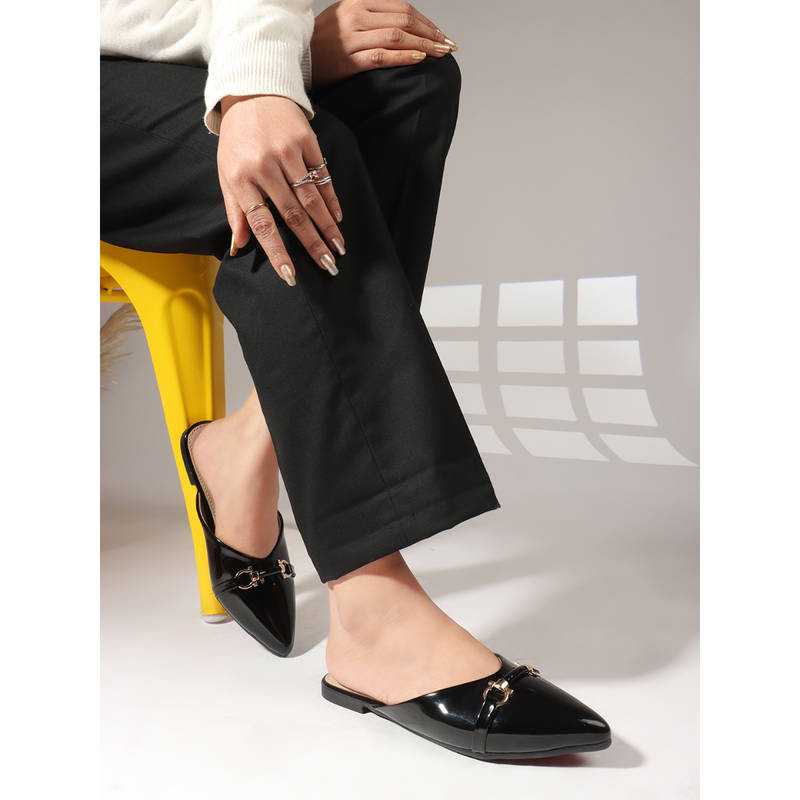 Carlton London Women Black Casual Slip On Mules (EURO 36)