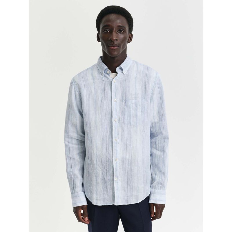 GANT Men Blue Striped Button-Down Collar Full Sleeves Shirt (40)