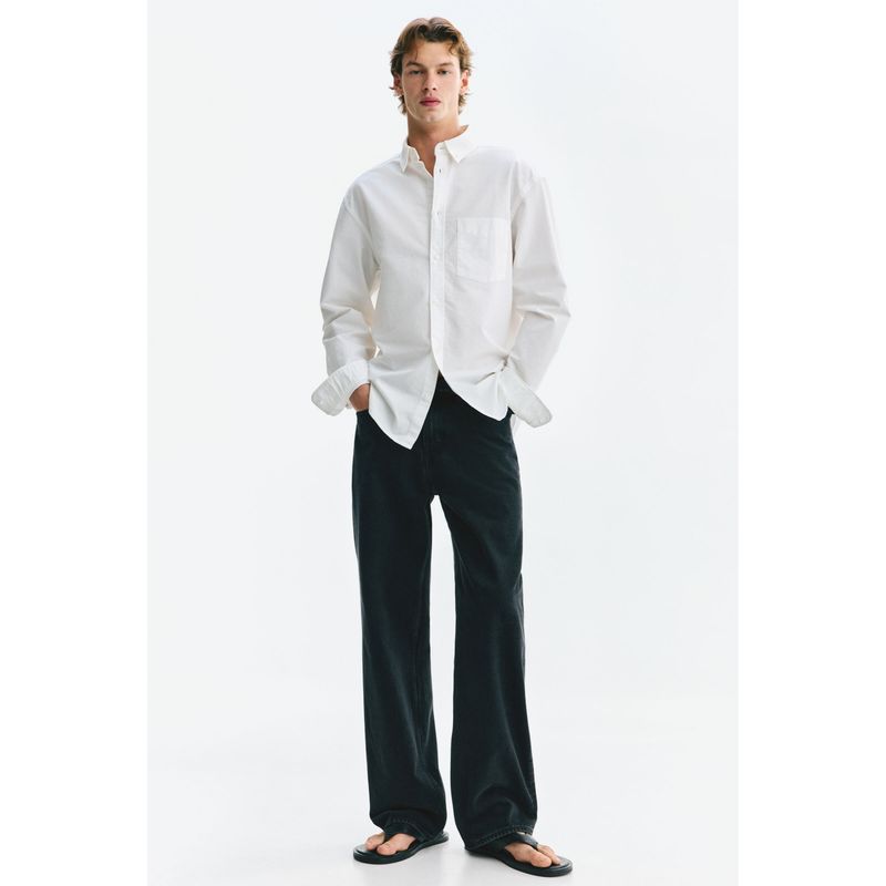 H&M Men White Regular Fit Oxford Shirt (XS)