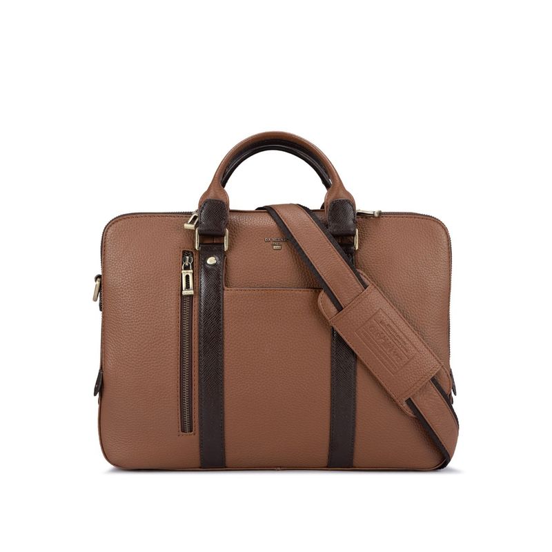 Buy Da Milano Genuine Leather Brown Laptop Bag Online