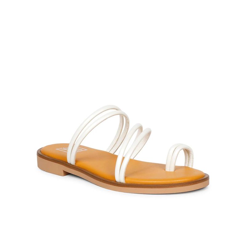 Viviblu Women White Leather Flat Sandals (EURO 36)