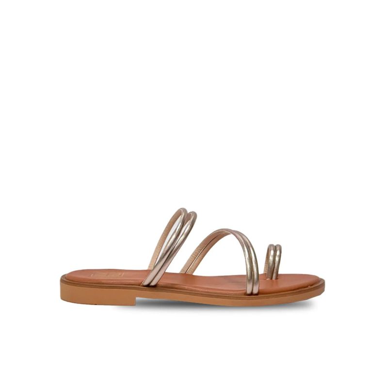 Viviblu Women Gold Leather Flat Sandals (EURO 36)