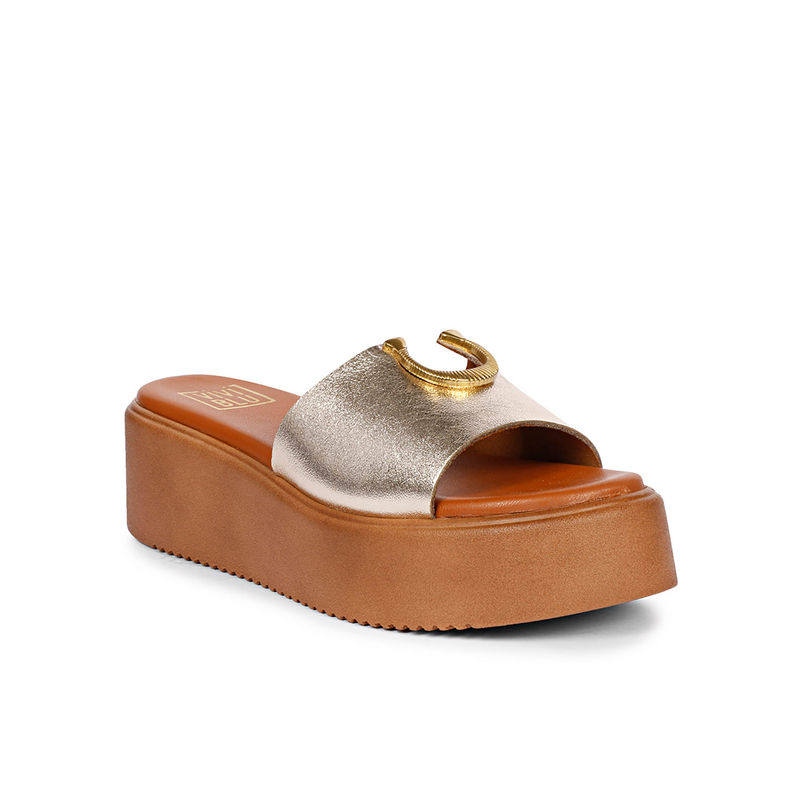 Viviblu Women Platin Leather Wedges Gold (EURO 36)