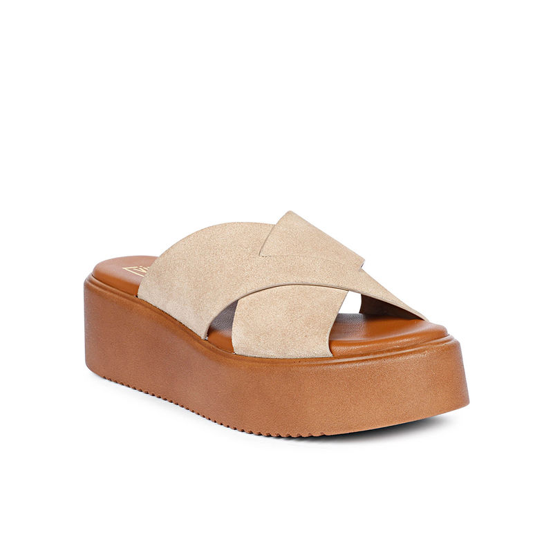 Viviblu Women Beige Leather Wedges (EURO 38)