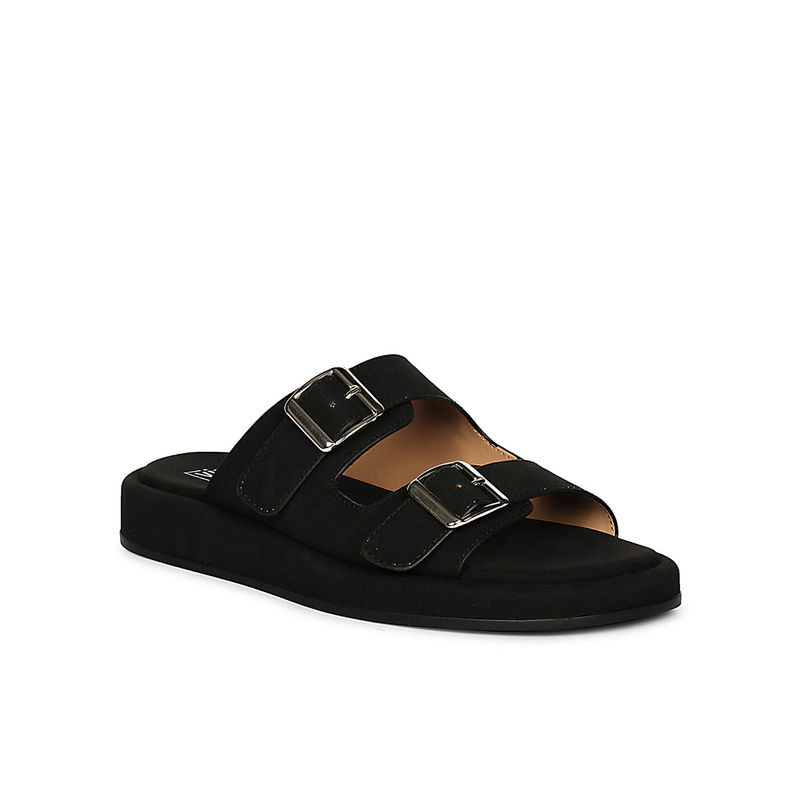 Viviblu Black Nubuck Leather Double Buckle Sandals (EURO 36)