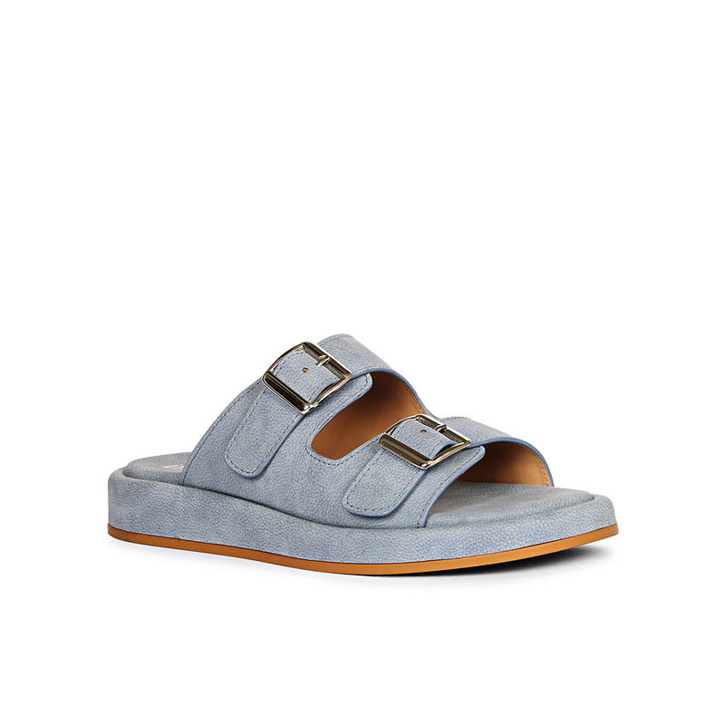 Viviblu Blue Nubuck Leather Double Buckle Sandals (EURO 36)