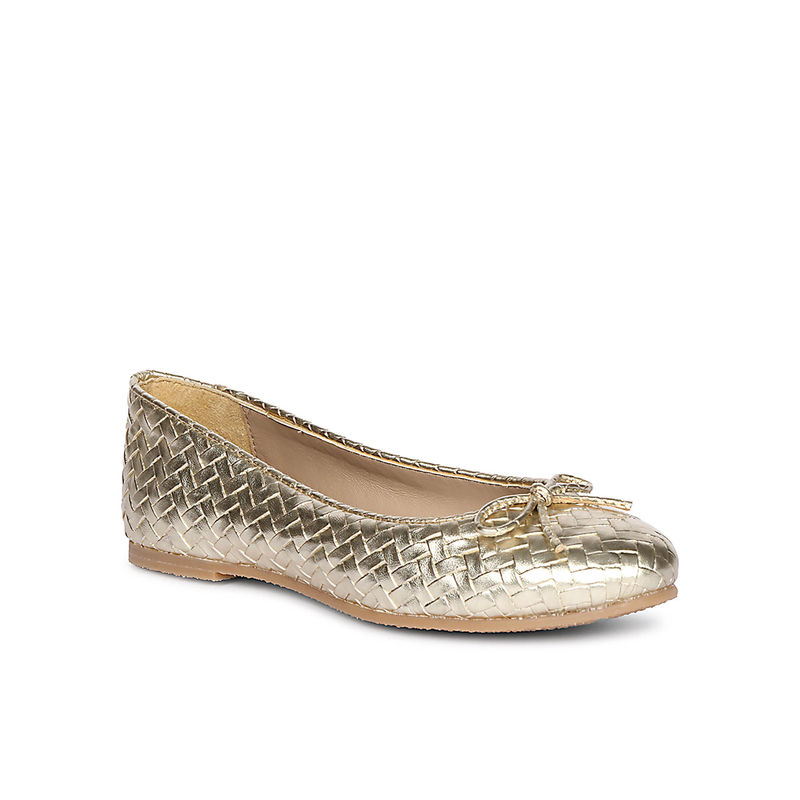 Viviblu Gold Woven Embossed Pu Leather Ballerina (EURO 40)