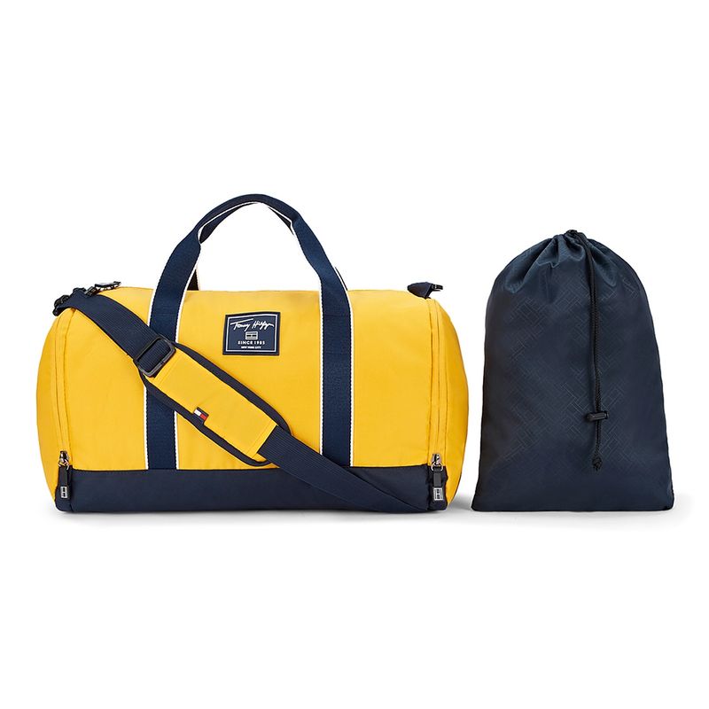 Tommy Hilfiger Garret Unisex Polyester Gym Bag Duffel Yellow+Navy