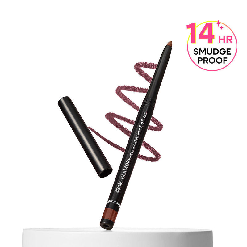 Nykaa GLAMOReyes Waterproof & Smudgeproof Colored Kajal Eyeliner Eye Pencil - Bronzite (Brown)