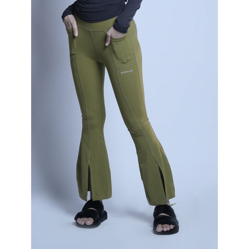 Buy Myriad Essentials Bootcut Olive Trackpant Online