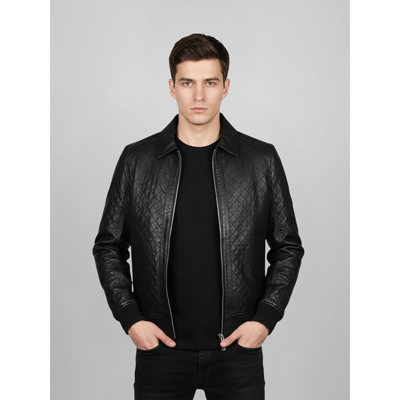 Saint G Chevy Black Leather Mens Jackets (S)