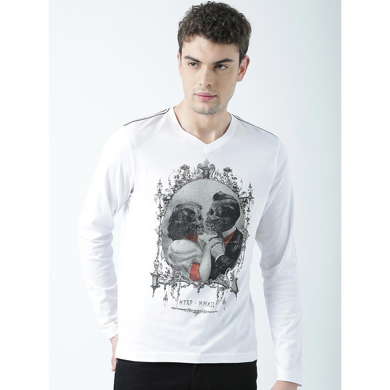 Huetrap Mens V Neck Long Sleeve T-Shirt (L)