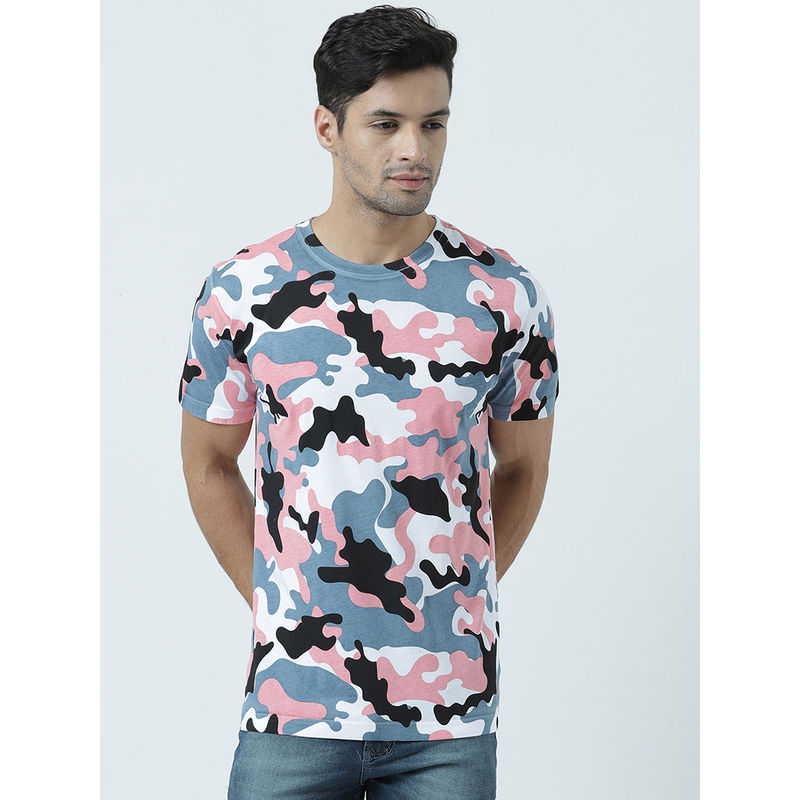 Huetrap Mens Printed Round Neck White T-Shirt (M)