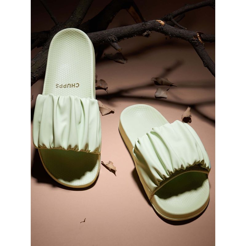 Chupps Women'S Ruffle Pista Green Sliders (UK 3)