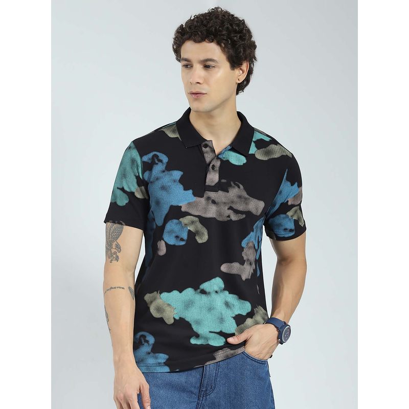 Rock.it Black Tie & Dye Collar Neck T-Shirt (S)