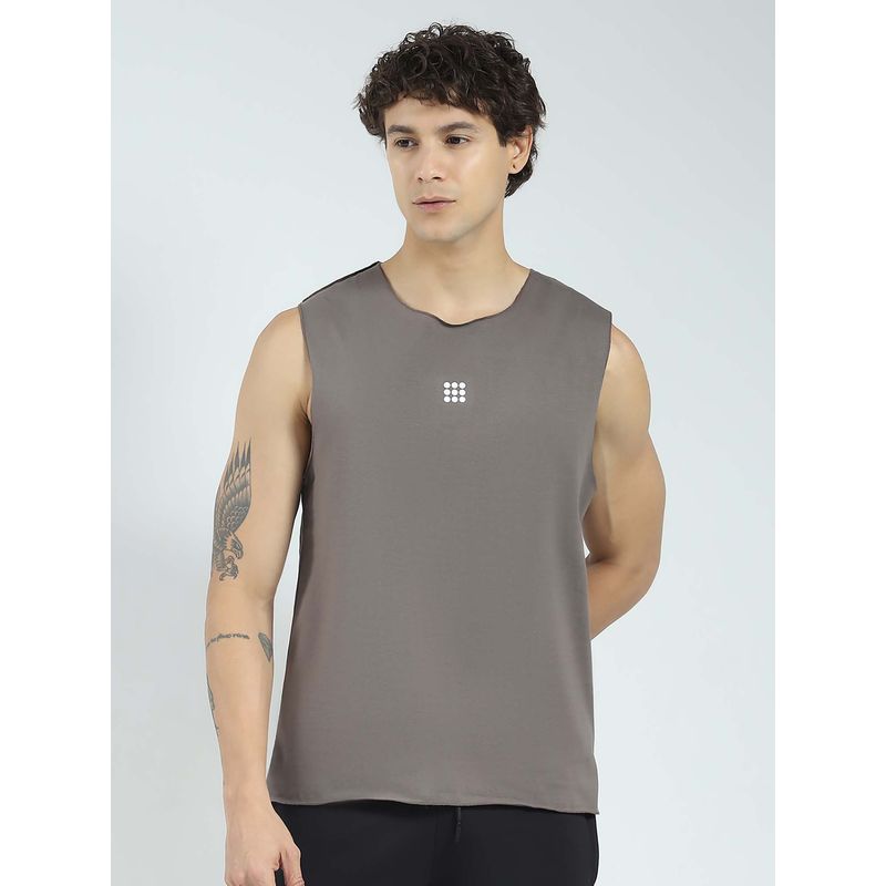 Rock.it Taupe Solid Round Neck T-Shirt (S)
