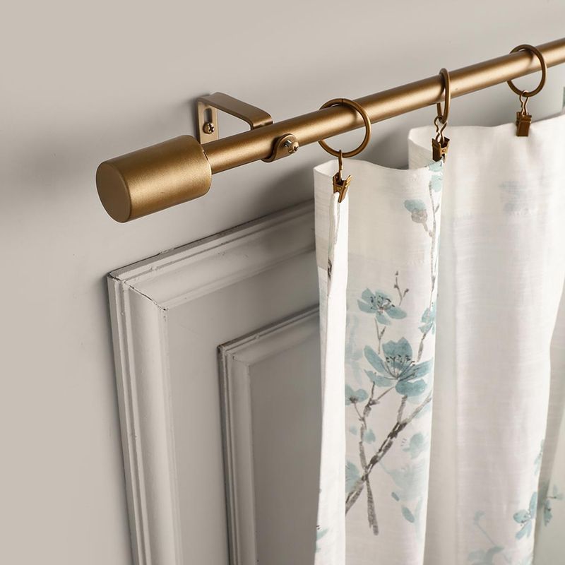 The Decor Mart Extendable Single Curtain Rod with Golden Matte Finial Hardware (84-144 Inch)
