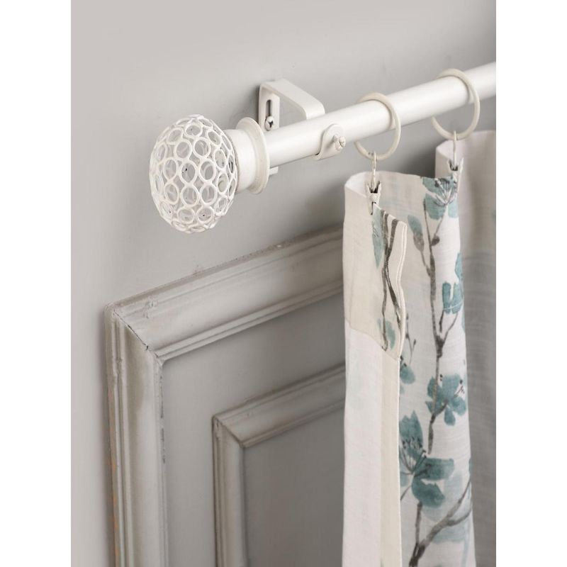The Decor Mart 48"-88" Ventilia Metal Finial Extendable Curtain Rod White 19Mm (Hardware Included)
