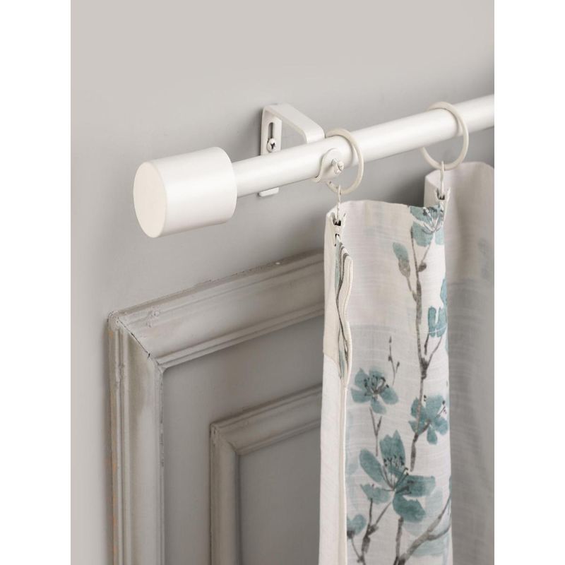 The Decor Mart 84"-144" White Matte Finial Extendable Curtain Rod White 19Mm (Hardware Included)