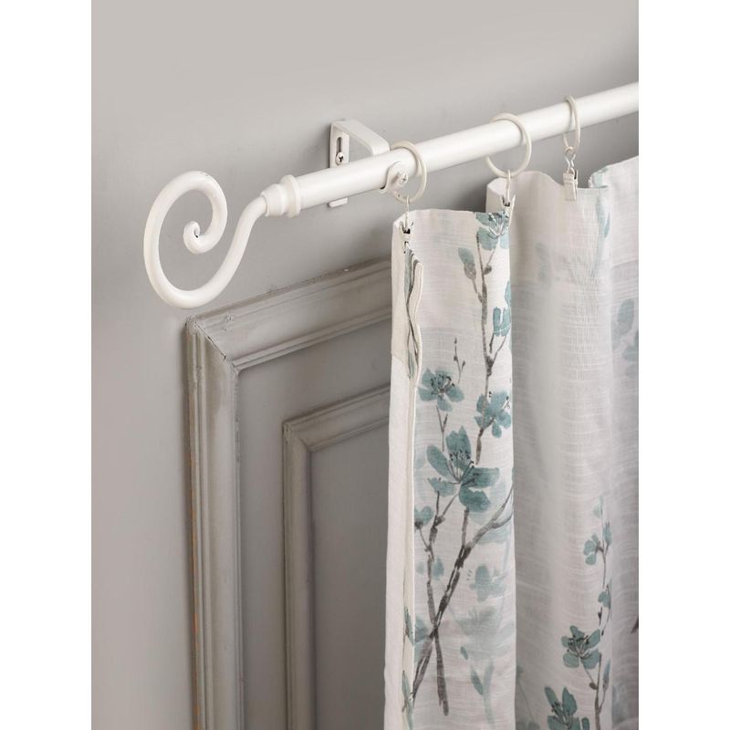 The Decor Mart Extendable Single Curtain Rod with Spiral Metal Finial Hardware (48-88 Inch)