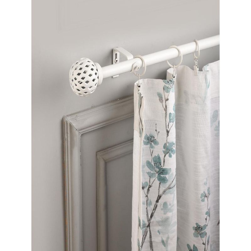 The Decor Mart 84"-144" Perforated White Metal Finial Extendable Curtain Rod White 19Mm (Hardware Inc.)