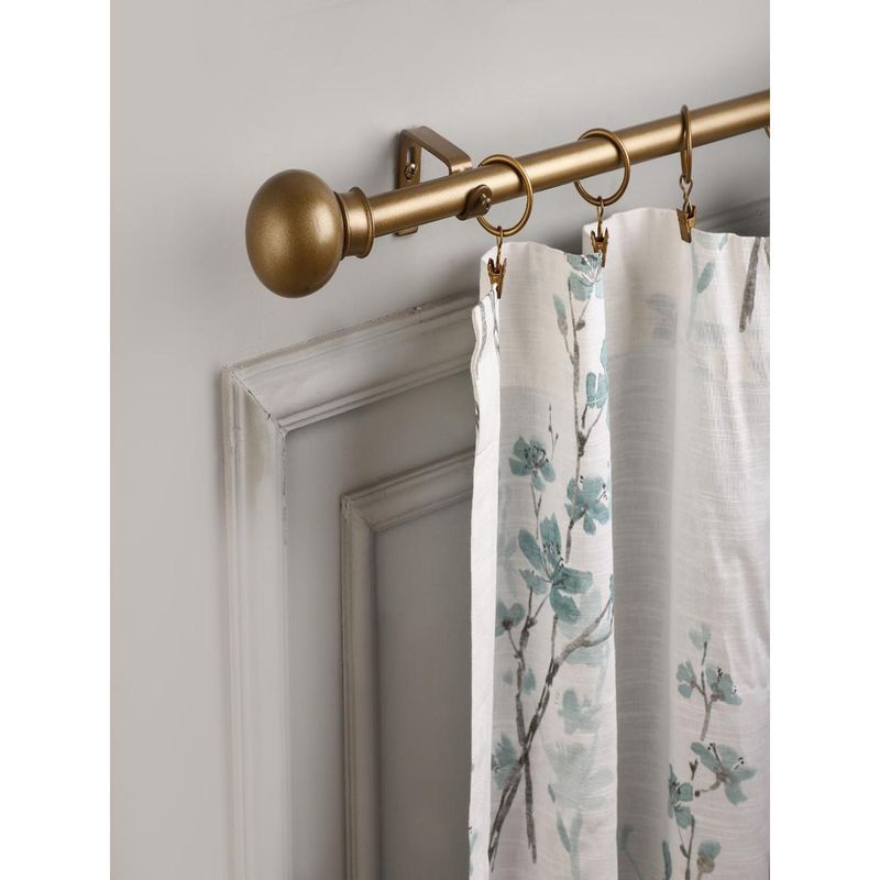 The Decor Mart 48"-88" Gold Ball Finial Extendable Curtain Rod Gold 19Mm (Hardware Included)