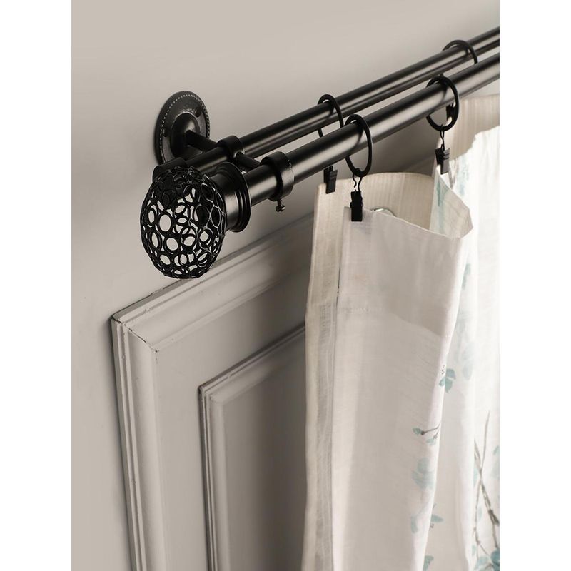 The Decor Mart Extendable Double Curtain Rod with Metal Mesh Finial Hardware (48-88 Inch)