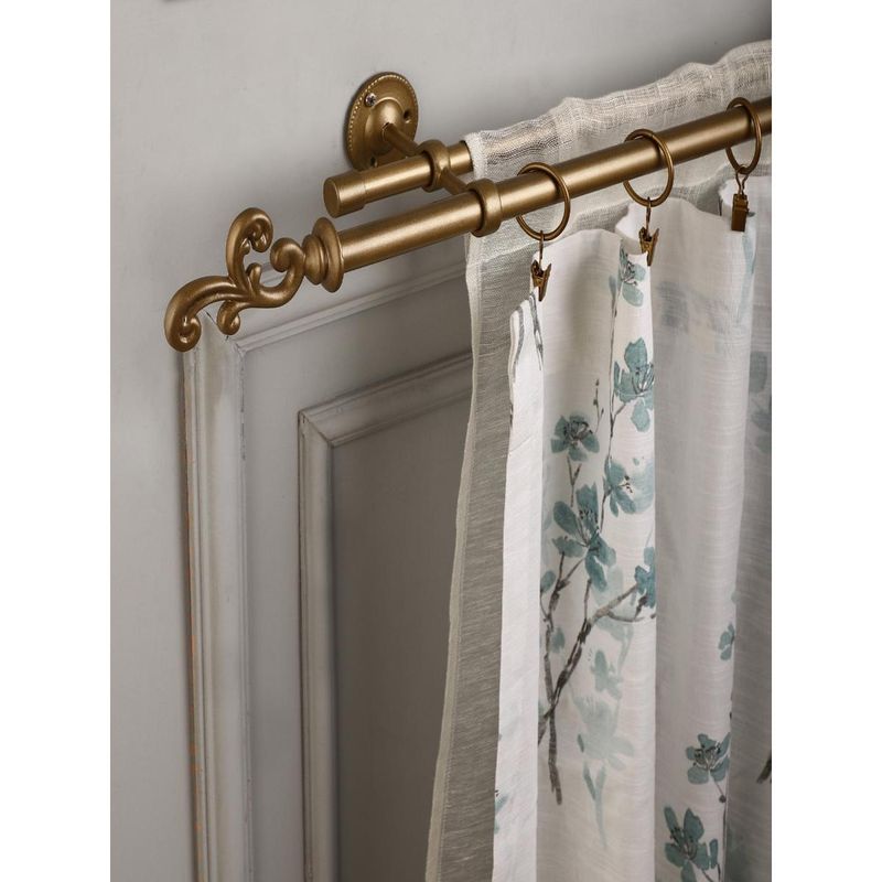 The Decor Mart Extendable Double Curtain Rod with Regal Metal Finial Hardware (48-88 Inch)
