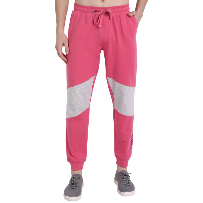 AM SWAN Cotton Rich Lycra Colorblock Printed Joggers In Pink (32)
