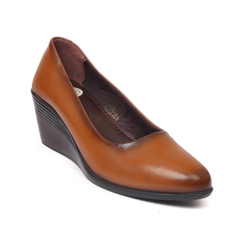 Zoom Shoes Womens Tan Genuine Leather Pumps (UK 8)